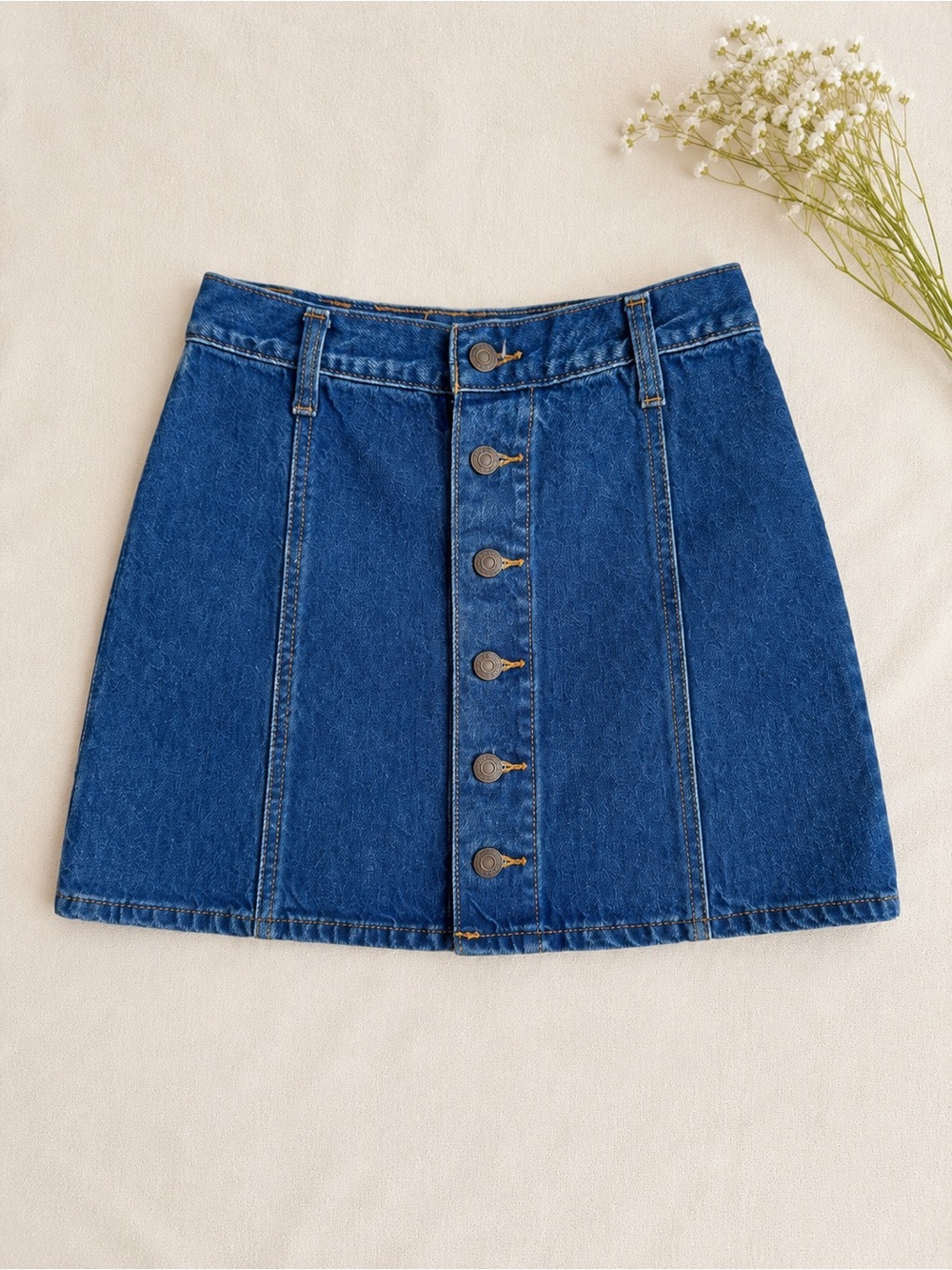 Levi’s Button Front Denim Mini Skirt Size 26 Y2K 90s A-Line